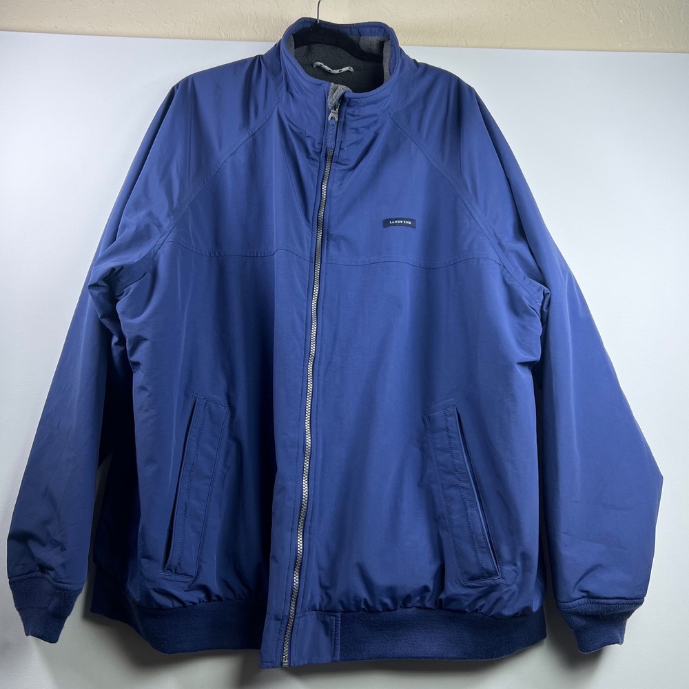 Lands End Squall Jacket Mens Waterproof Windproof Fleece Lined XXL 50-52 Blue